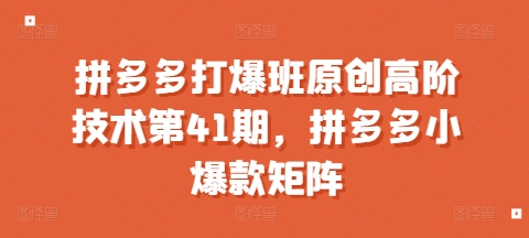 拼多多打爆班原创高阶技术第41期，拼多多小爆款矩阵-鱼梓小栈