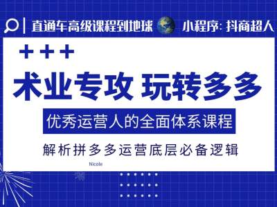 术业专攻玩转多多，优秀运营人的全面体系课程，解析拼多多运营底层必备逻辑-鱼梓小栈