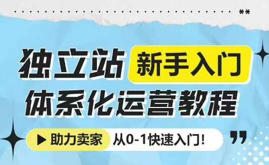 独立站新手入门体系化运营教程，助力独立站卖家从0-1快速入门!-鱼梓小栈