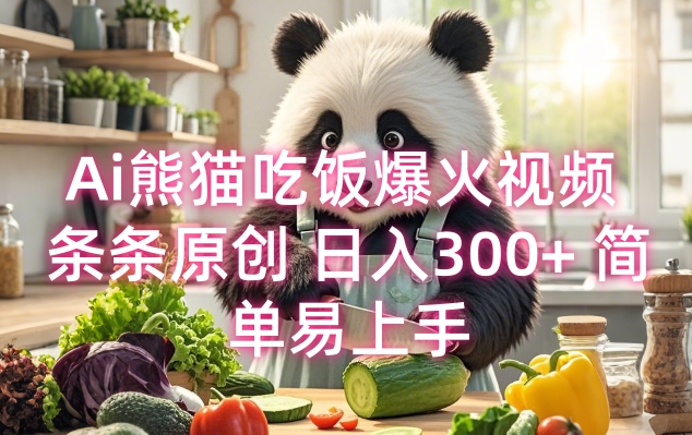 Ai熊猫吃饭爆火视频 条条原创 日入300+ 简单易上手-鱼梓小栈