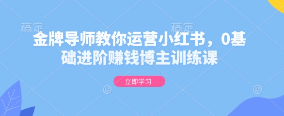 金牌导师教你运营小红书，0基础进阶赚钱博主训练课-鱼梓小栈