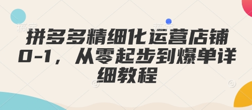 拼多多精细化运营店铺0-1，从零起步到爆单详细教程-鱼梓小栈