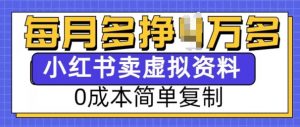 小红书虚拟资料项目,0成本简单复制,每个月多挣1W【揭秘】-鱼梓小栈