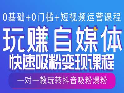 0基础+0门槛+短视频运营课程，玩赚自媒体快速吸粉变现课程，一对一教玩转抖音吸粉爆粉-鱼梓小栈