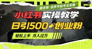 2月小红书最新日引500+创业粉实操教学【超详细】小白轻松上手，月入1W+，附小红书养号起号SOP-鱼梓小栈