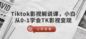 TikTok影视解说课，小白从0-1学会TK影视变现-鱼梓小栈