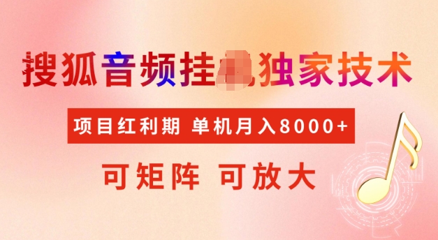 首发搜狐音频挂JI，项目红利期，可矩阵可放大，稳定月入5k【揭秘】-鱼梓小栈
