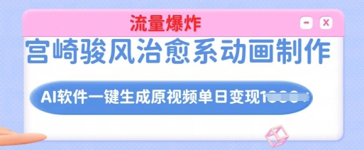 宫崎骏风治愈系动画制作，AI软件一键生成原创视频流量爆炸，单日变现多张，详细实操流程-鱼梓小栈