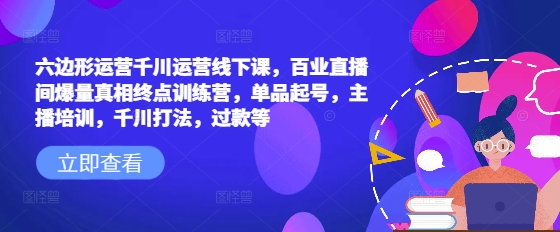 六边形运营千川运营线下课，百业直播间爆量真相终点训练营，单品起号，主播培训，千川打法，过款等-鱼梓小栈