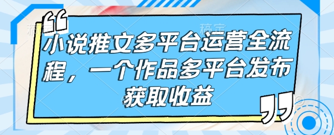 小说推文多平台运营全流程，一个作品多平台发布获取收益-鱼梓小栈