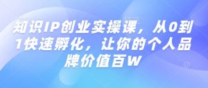 知识IP创业实操课，从0到1快速孵化，让你的个人品牌价值百W-鱼梓小栈