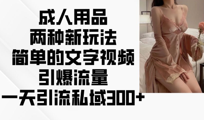成人用品两种新玩法，简单的文字视频引爆流量，一天引流私域300+-鱼梓小栈