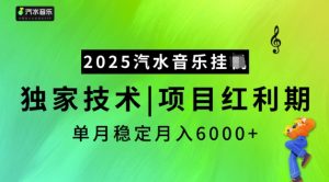 2025汽水音乐挂JI，独家技术，项目红利期，稳定月入5k【揭秘】-鱼梓小栈
