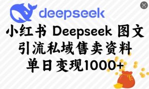 小红书Deepseek图文引流私域售卖资料，单日变现多张-鱼梓小栈