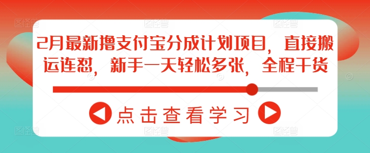 2月最新撸支付宝分成计划项目，直接搬运连怼，新手一天轻松多张，全程干货-鱼梓小栈
