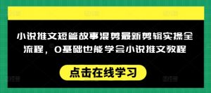 小说推文短篇故事混剪最新剪辑实操全流程，0基础也能学会小说推文教程，肯干多发日入多张-鱼梓小栈