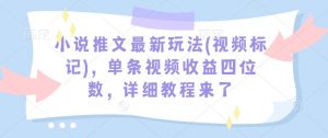 小说推文最新玩法(视频标记)，单条视频收益四位数，详细教程来了-鱼梓小栈