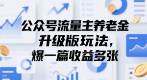 公众号流量主养老金升级版玩法，爆一篇收益多张-鱼梓小栈