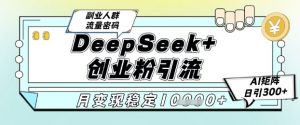 DeepSeek+创业粉精准引流，全新分享课4.0玩法，AI矩阵日引300+，多种变现方式，稳定月入1W-鱼梓小栈